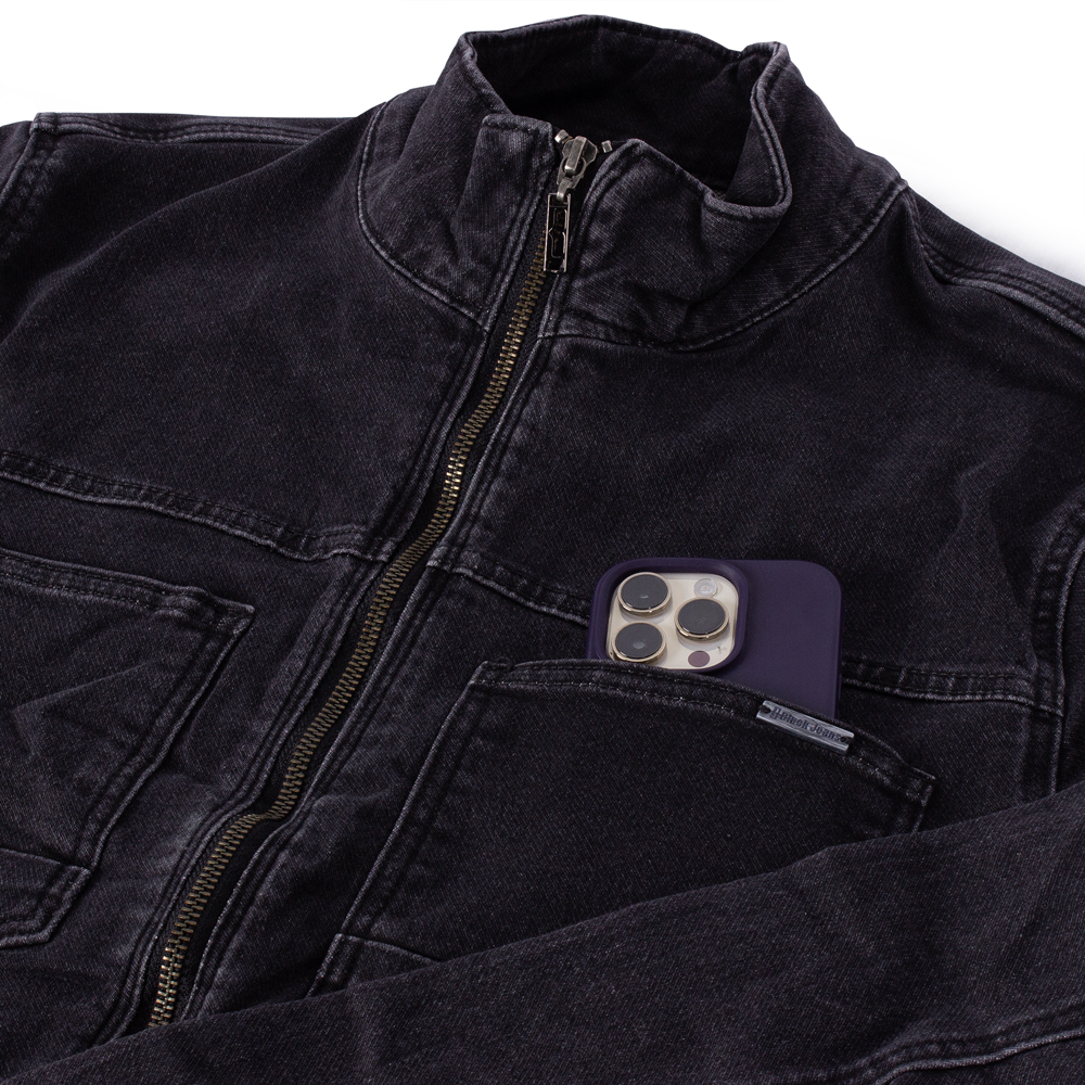Jaqueta Jeans Lavado Zíper Preta - Art Rock Camisetas - Desde 1992