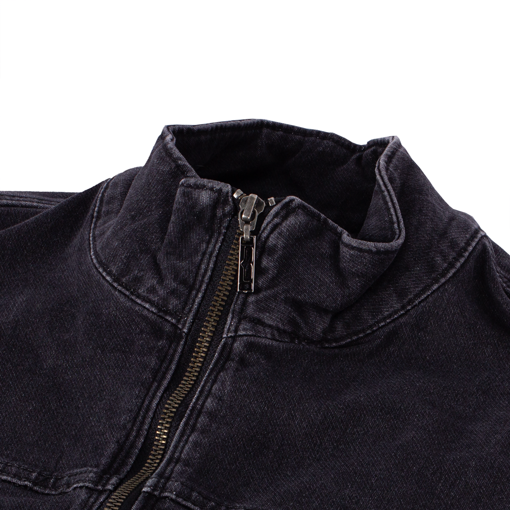 AVZHJA ブラックメタル　BLACKL Jaqueta Jeans Lavado Zíper Preta - Art Rock Camisetas - Desde 1992