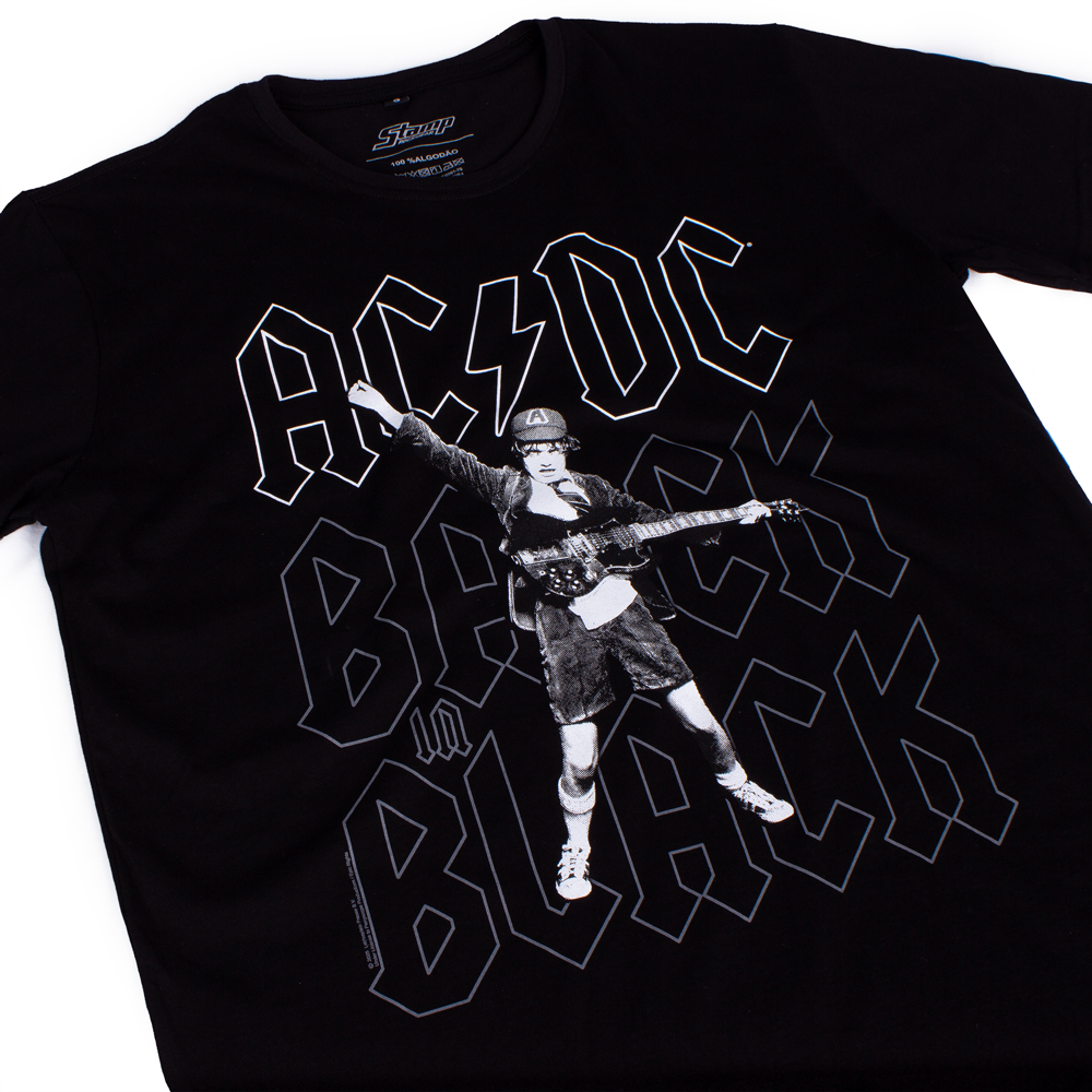 Camiseta ACDC Angus Young Preta - Oficial - Art Rock Camisetas - Desde 1992
