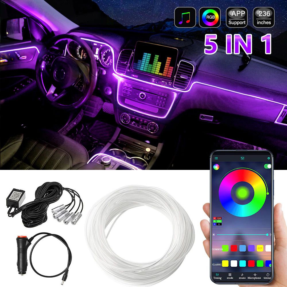Fita De Led Neon (Rgb) Painel Interior Carro C/ App - SIX4