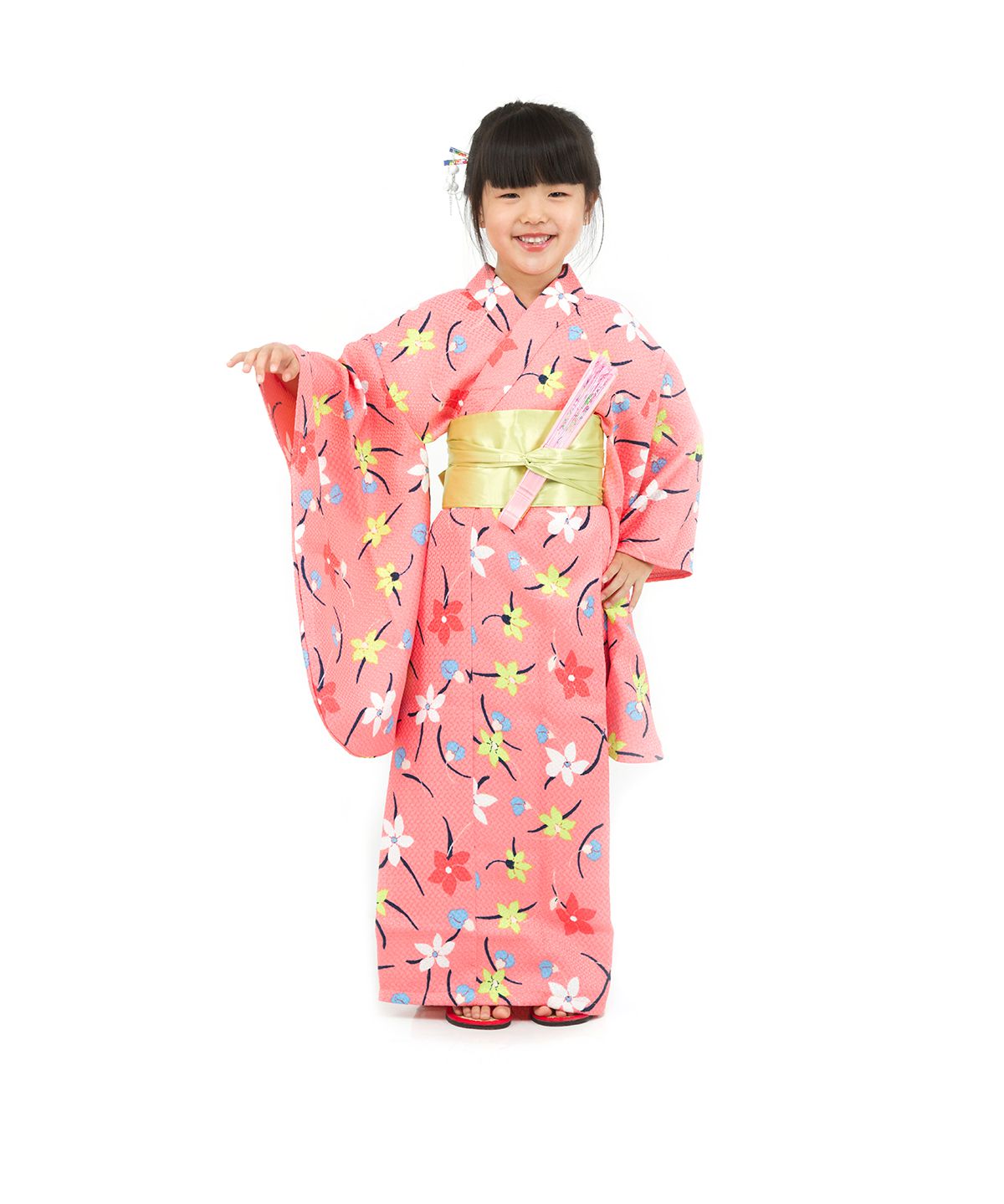 Kimono Infantil Florado Rosa - Flor de Fogo Kimonos