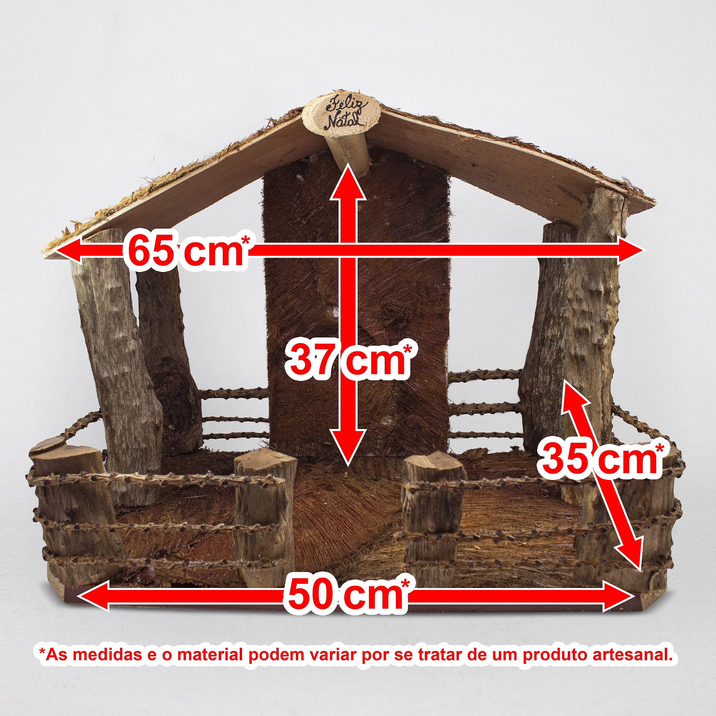 Casa Rústica Presépio Madeira 50 cm - Amém decoração religiosa