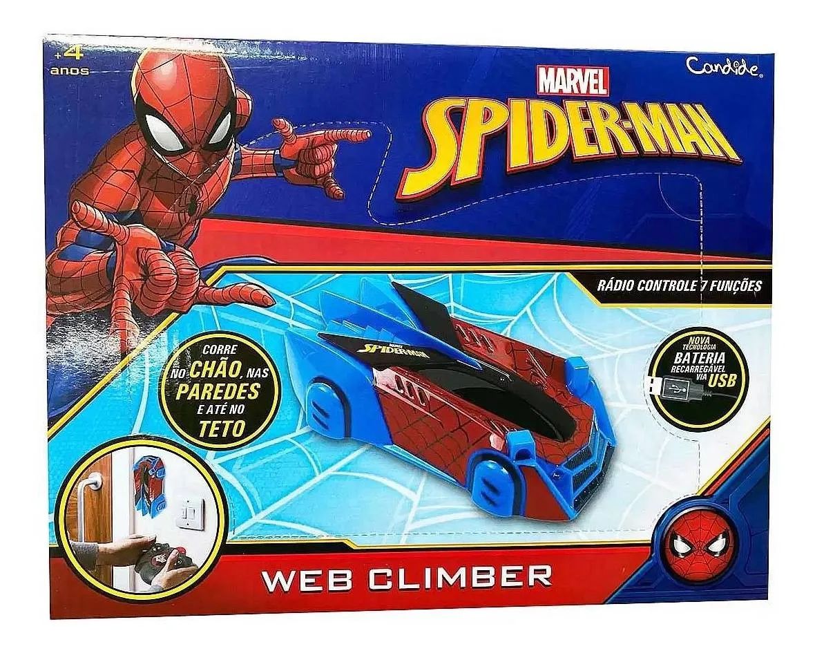 Carrinho Controle Remoto Homem Aranha Web Charge 7 Funções