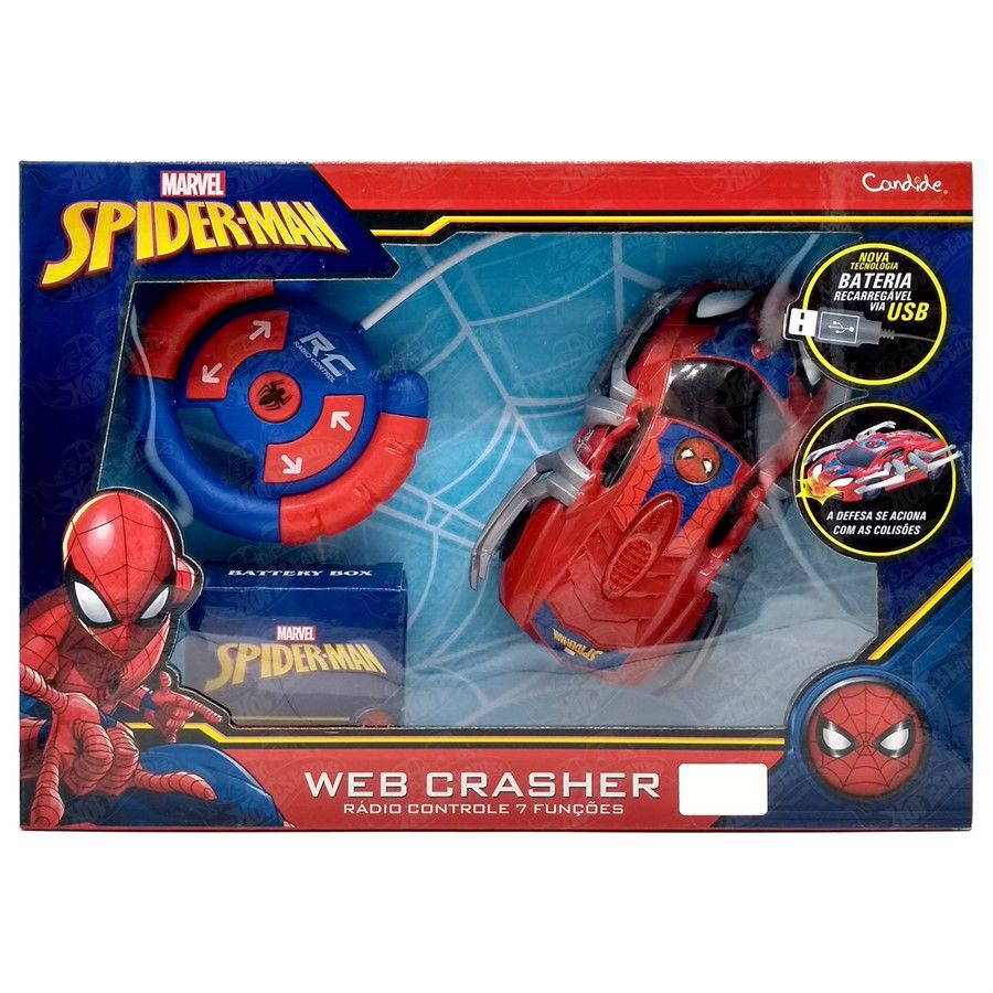 Marvel, Boneco Homem-Aranha e Carro-Aranha Spidey, Azul