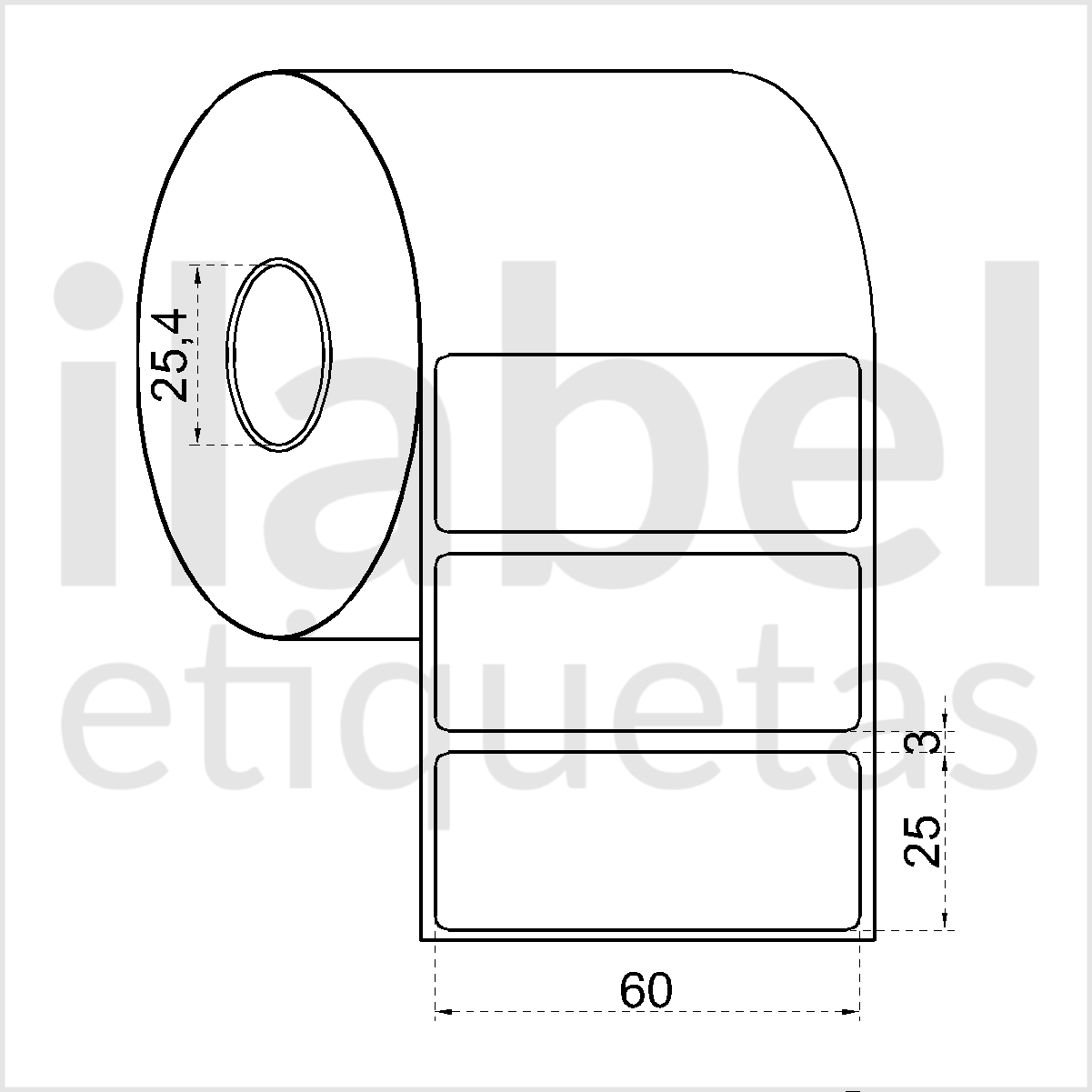Etiqueta adesiva 60x25mm 6x2,5cm BOPP p/ Zebra Argox Elgin - Rolo