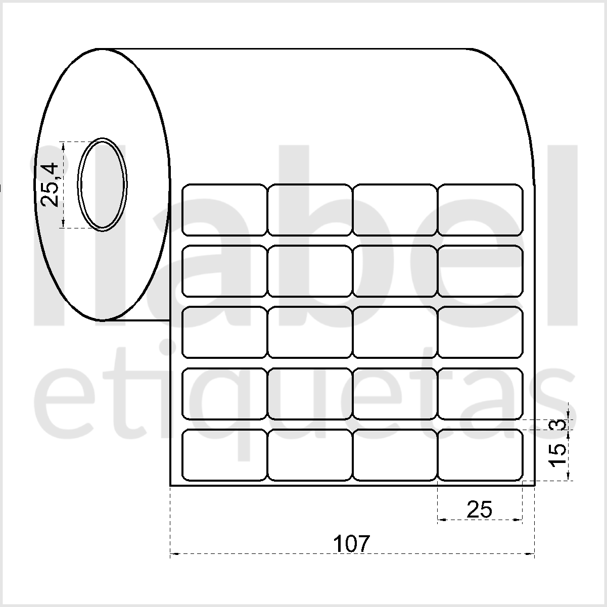 Etiqueta adesiva 25x15mm 2,5x1,5cm (4 colunas) BOPP p/ Zebra Argox