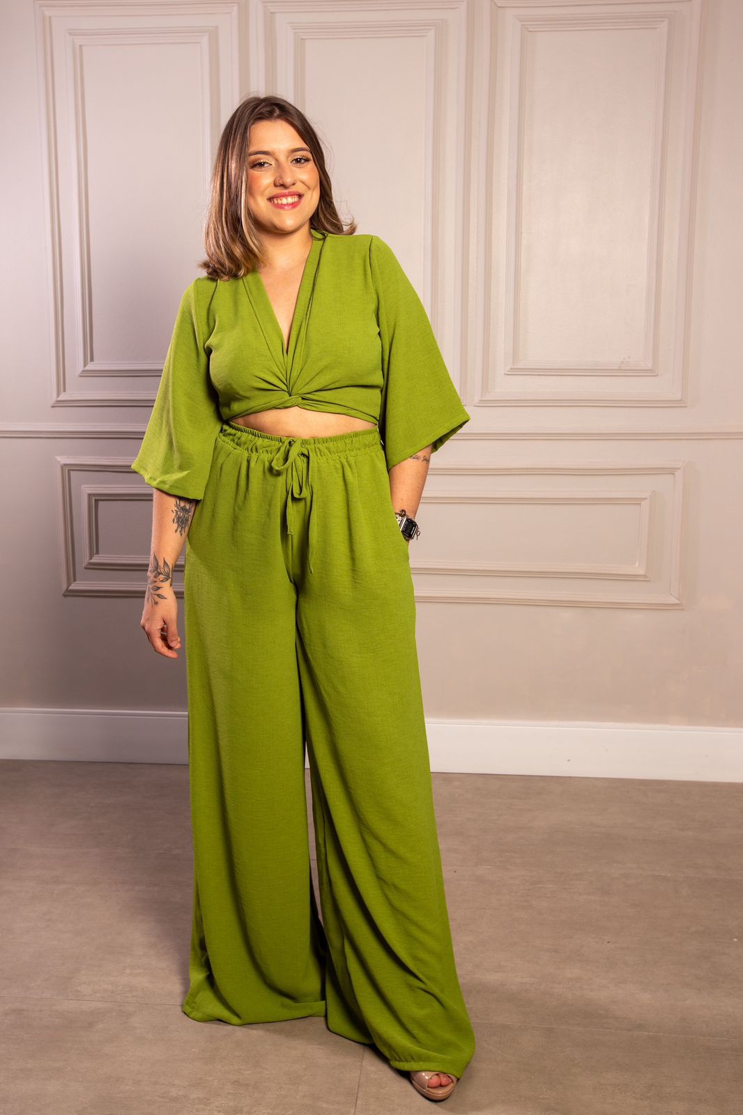 Calça pantalona verde - Bê.Veste | Moda Feminina, Slow Fashion