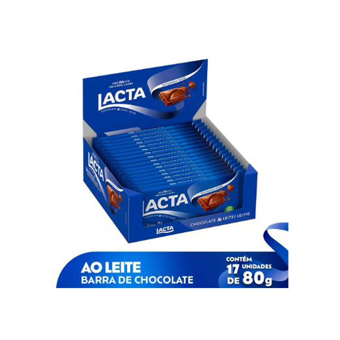 Chocolate Lacta Ao Leite 80g Caixa 17X80g - Ameripan Distribuidora - Os  melhores produtos para panificação confeitaria e sorveteria