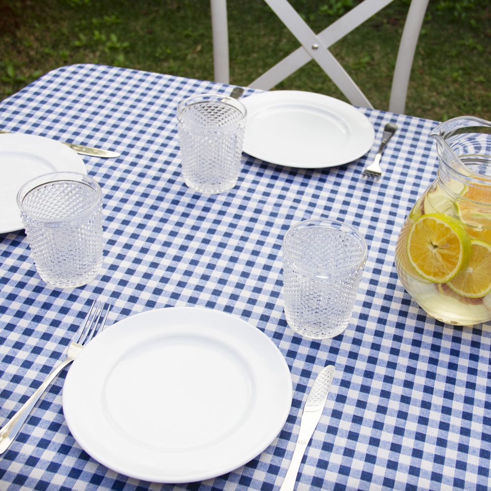 Toalha de mesa xadrez azul e branco - Branco Casa