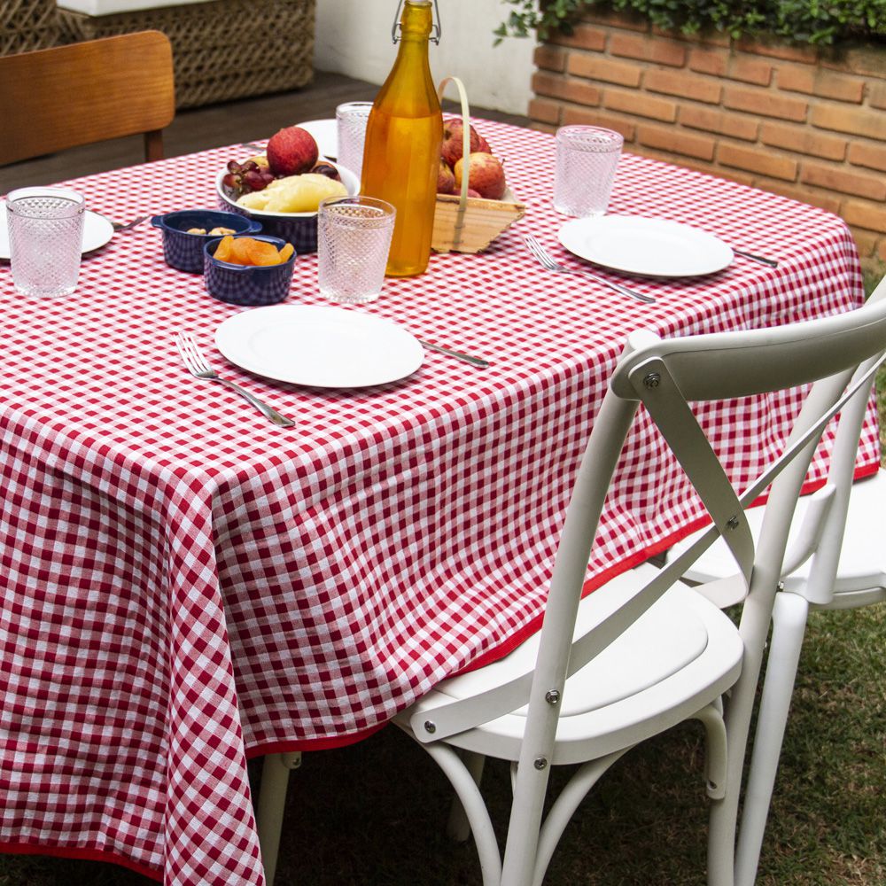 Toalha de Mesa Piquenique. Xadrez Vermelha em Tecido Nobre - Pomar  Decorações