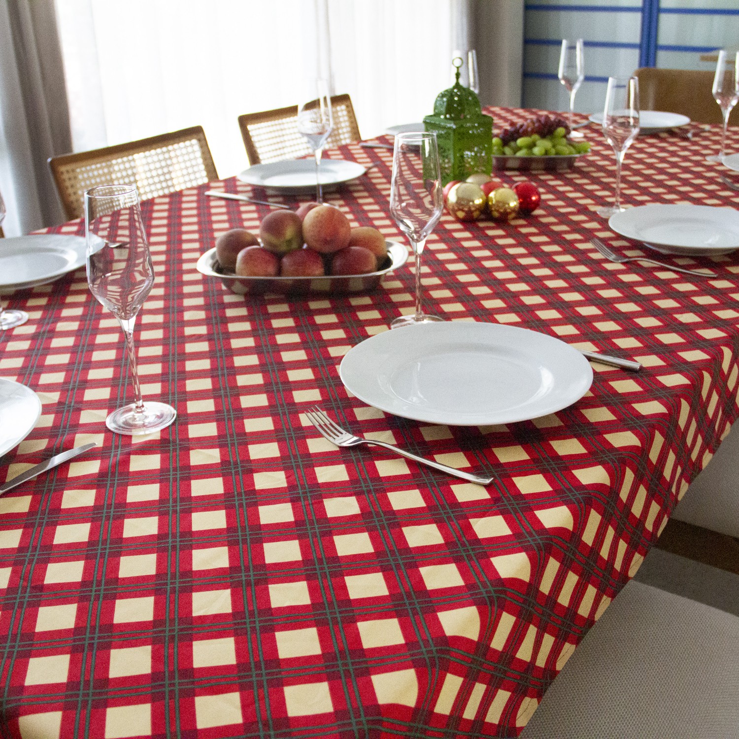 Toalha De Mesa Xadrez de Natal Vermelho, Azul Verde