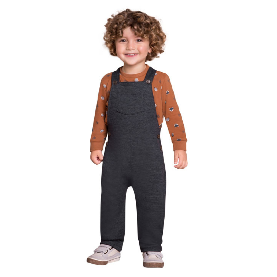 Jardineira Infantil Masculino com Blusa Manga Longa Milon 4685 - Se-An  Junior - Moda Infantil