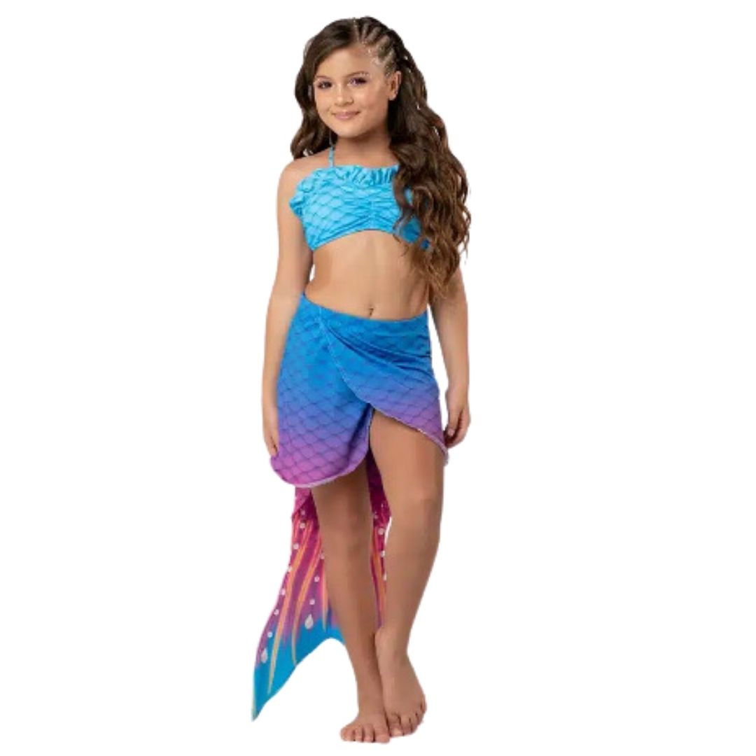 Fantasia Sereia Cauda Conjunto 3 Pcs Biquíni Infantil Menina