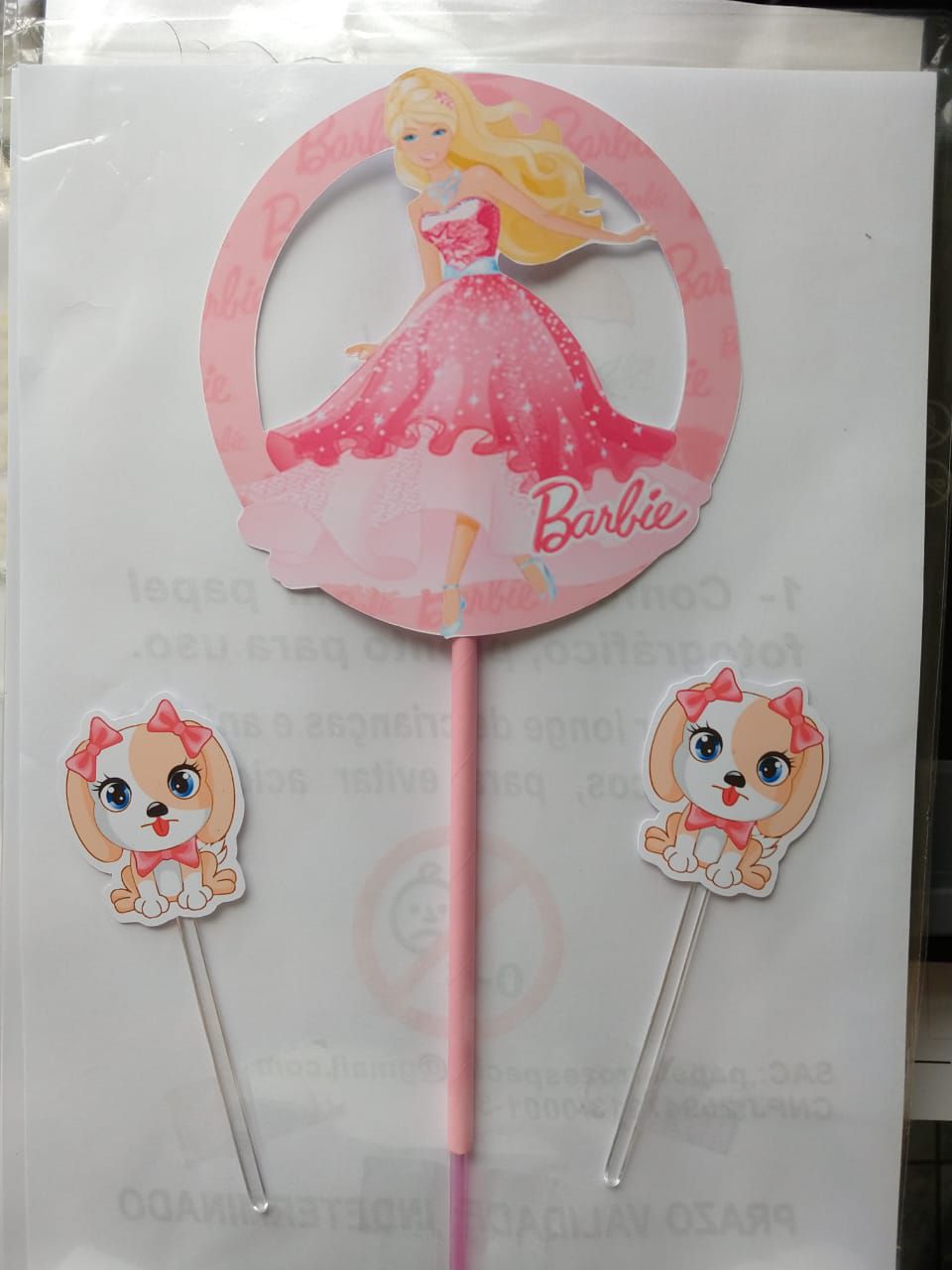 Topo de bolo Personalizado BARBIE topper