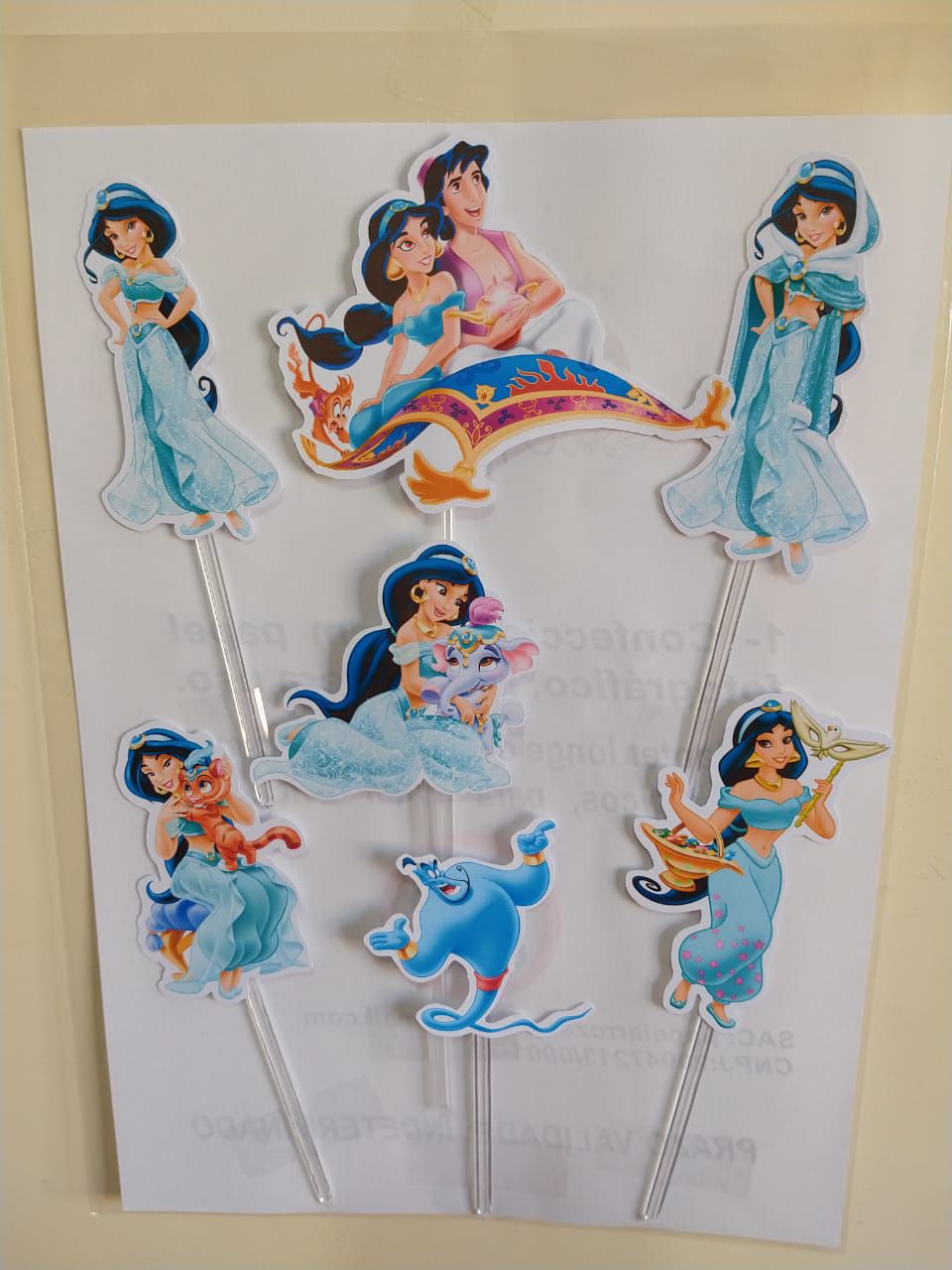 Topo de Bolo Princesa Jasmine Topper Personalizado Jasmine