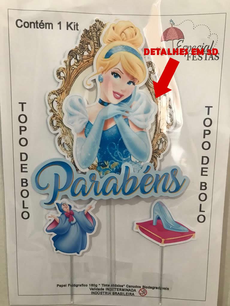 Topo De Bolo Personalizado Princesa Cinderela Mod. 2 - 3d/camadinhas - Eu  Amo Lembrancinhas