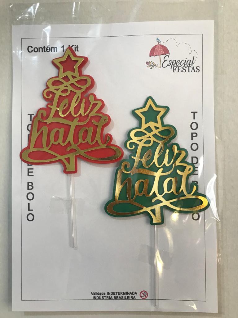 Topo de bolo em 3d tema natal - topper natalino