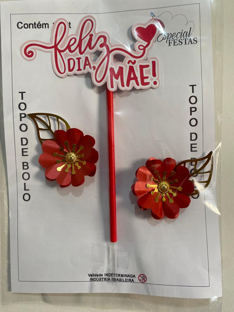 Kit Topo De Bolo Feminino Flores Personalizado Nome E Idade