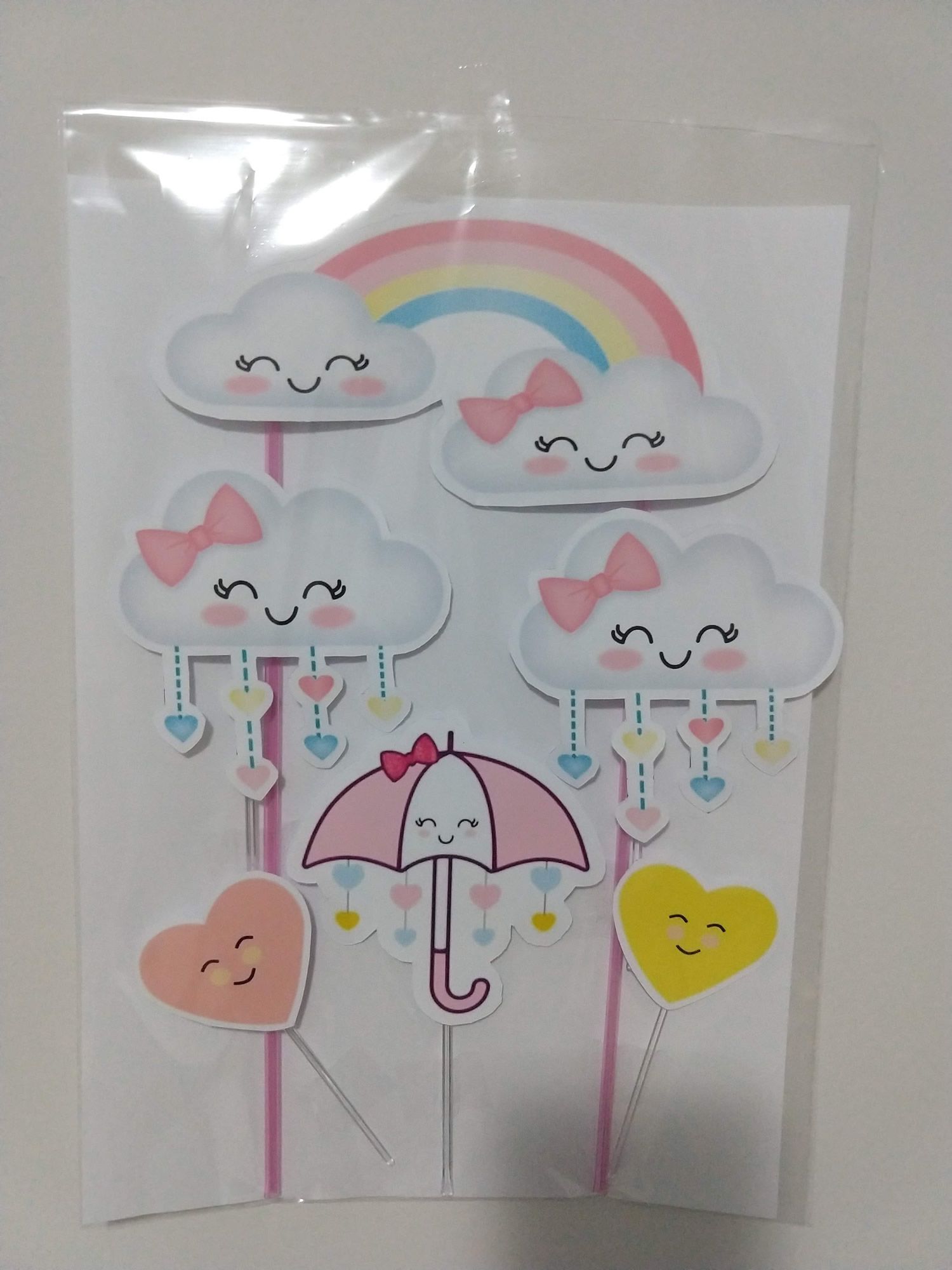 Topo De Bolo - Tema Mesversário Bebê - Chuva De Amor Menino