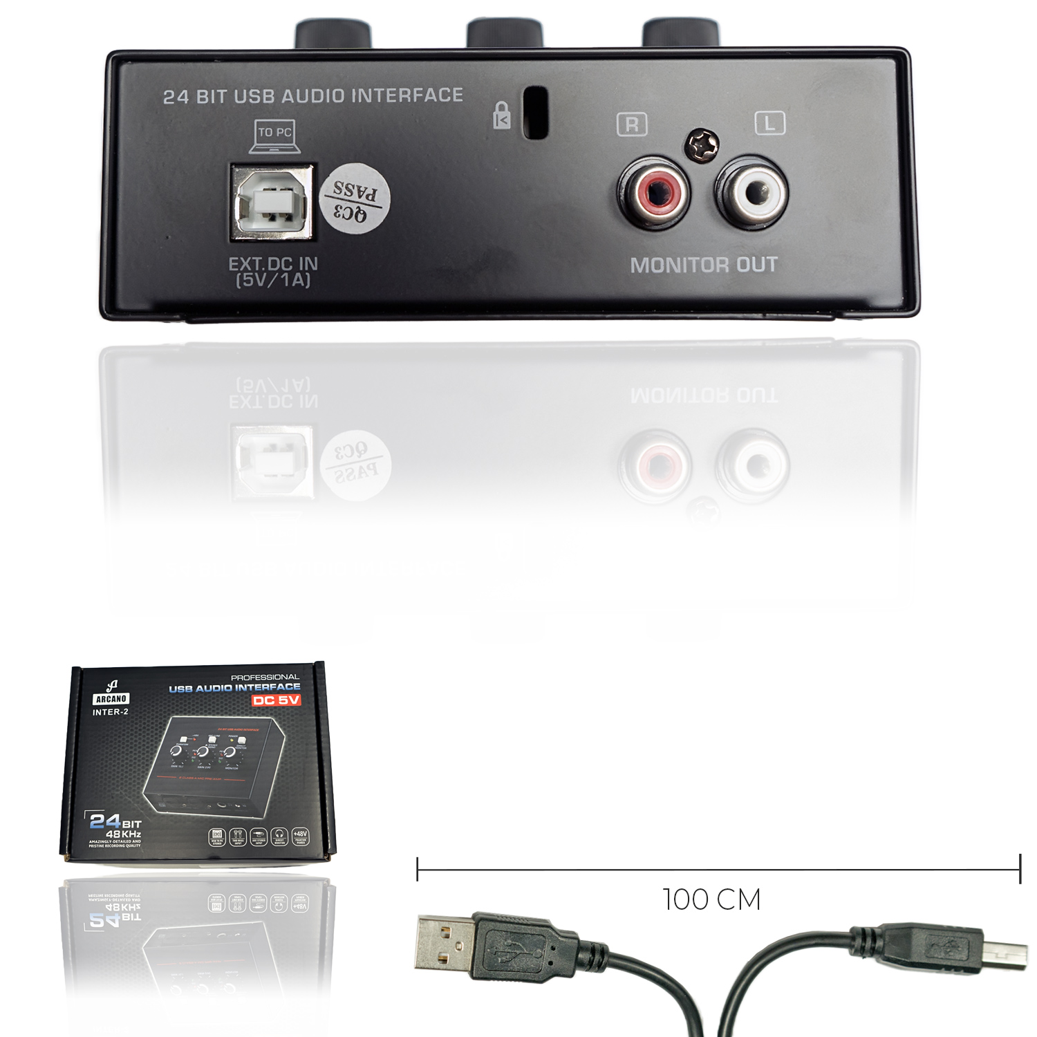 Interface De Áudio Arcano Inter2 Usb Com 2 Canais 24 Bits Rede