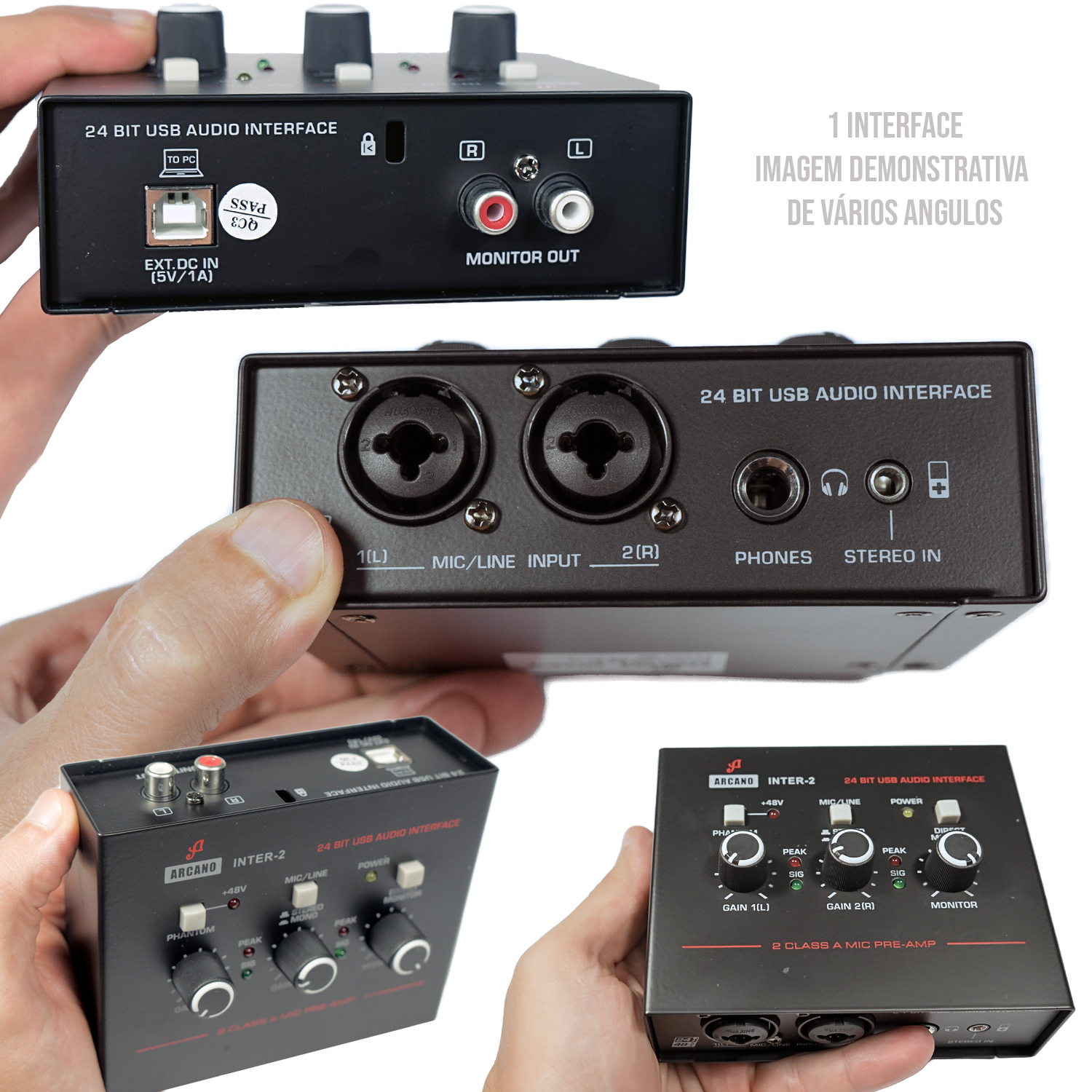 Interface De Áudio Arcano Inter2 Usb Com 2 Canais 24 Bits Rede