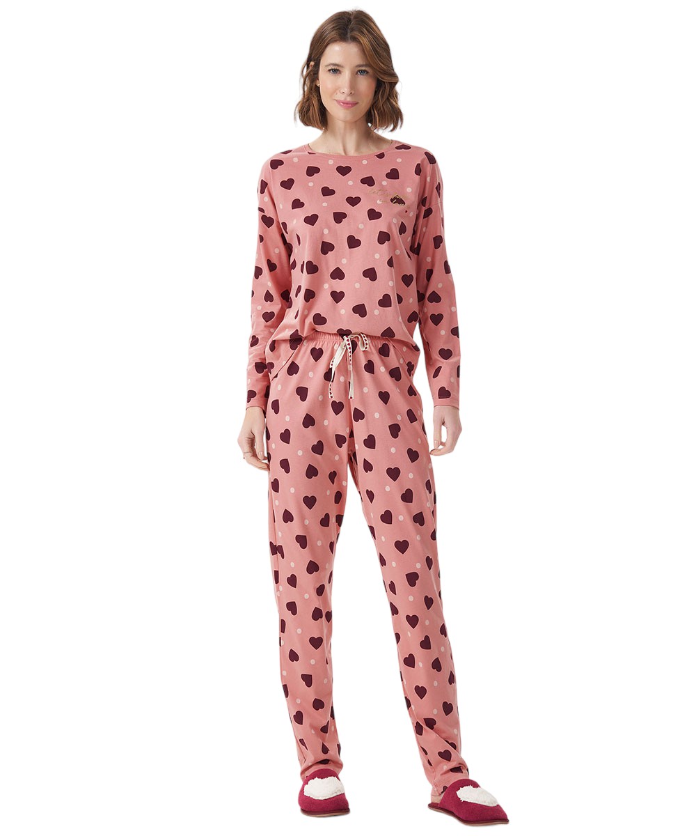 Pijama Feminino Longo Cor com Amor 13469 - Rosa