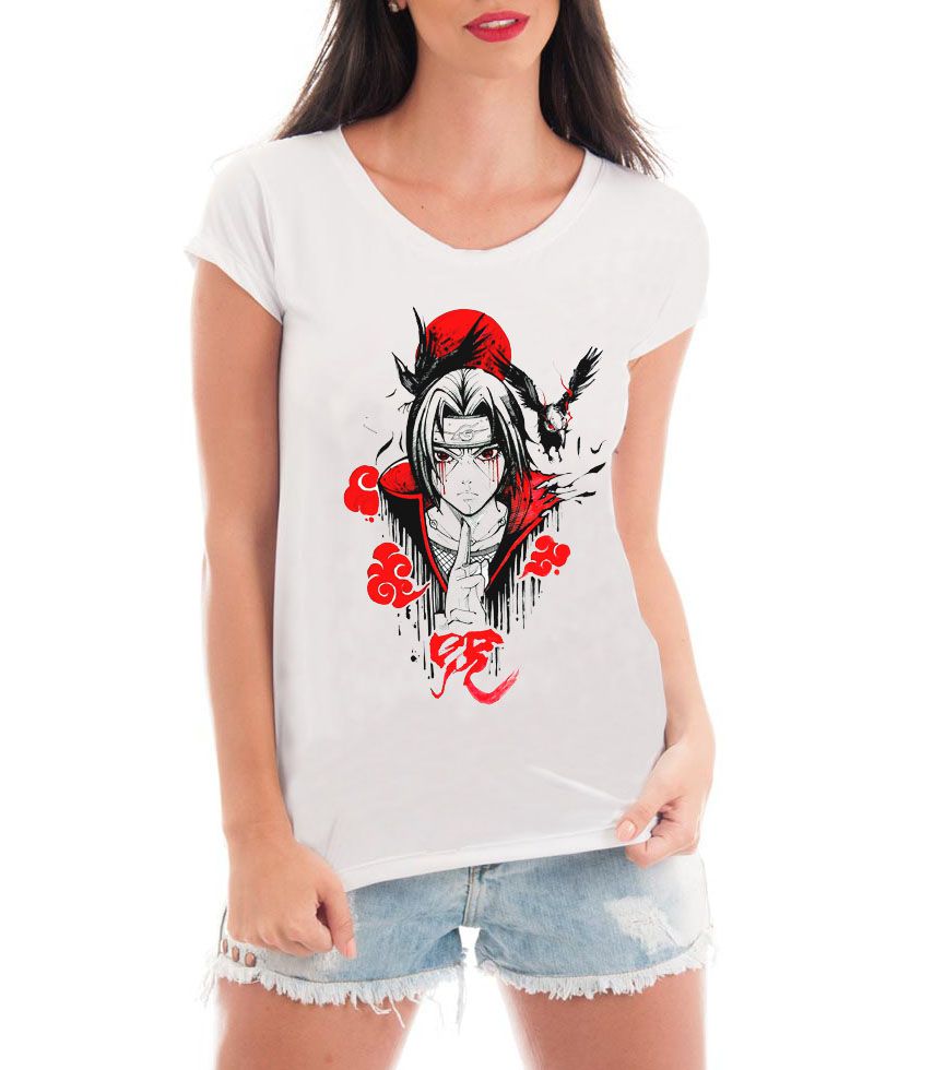 Camiseta Camisa Naruto Akatsuki Nuvem Anime Mangá Branca