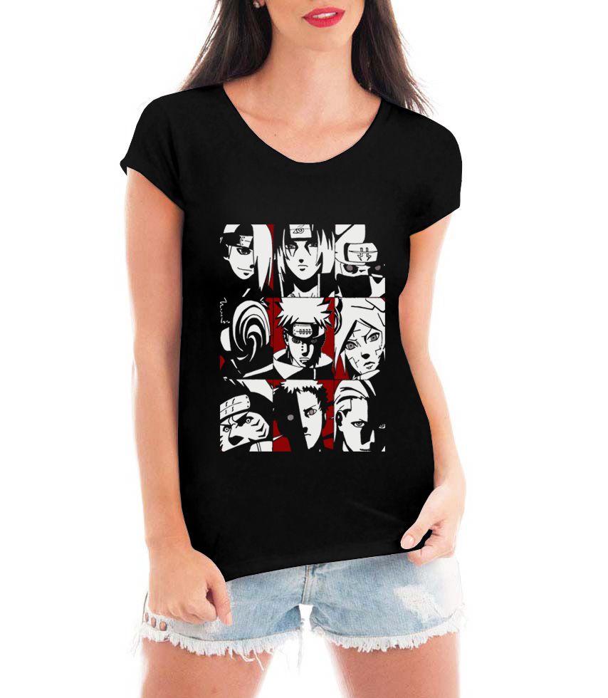 Camiseta Camisa Anime Naruto Personagem Membros Akatsuki