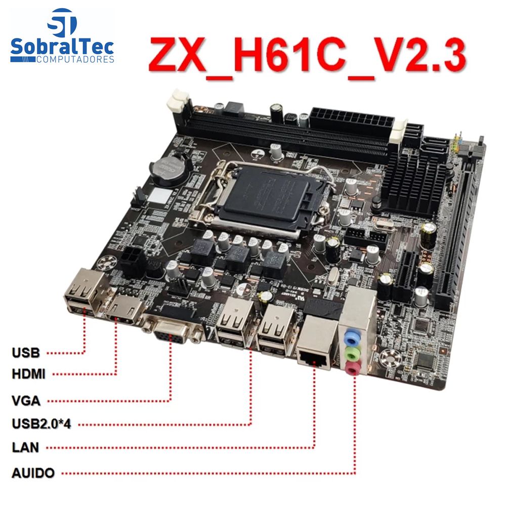 Placa Mãe Soket LGA 1155 DDR3 ZX-H61C V2.3 - SobralTech
