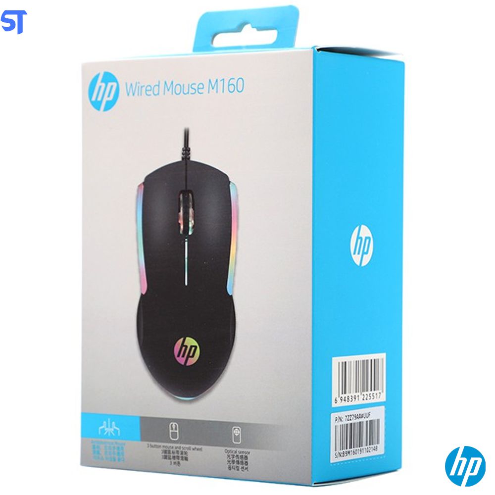 Mouse Gamer HP M160 com 1.000 Dpi RGB LED Preto SobralTech