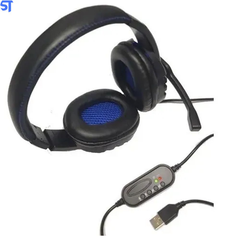 Fone De Ouvido HeadPhone Game Com Leds e Conexão Usb E Controle KP359