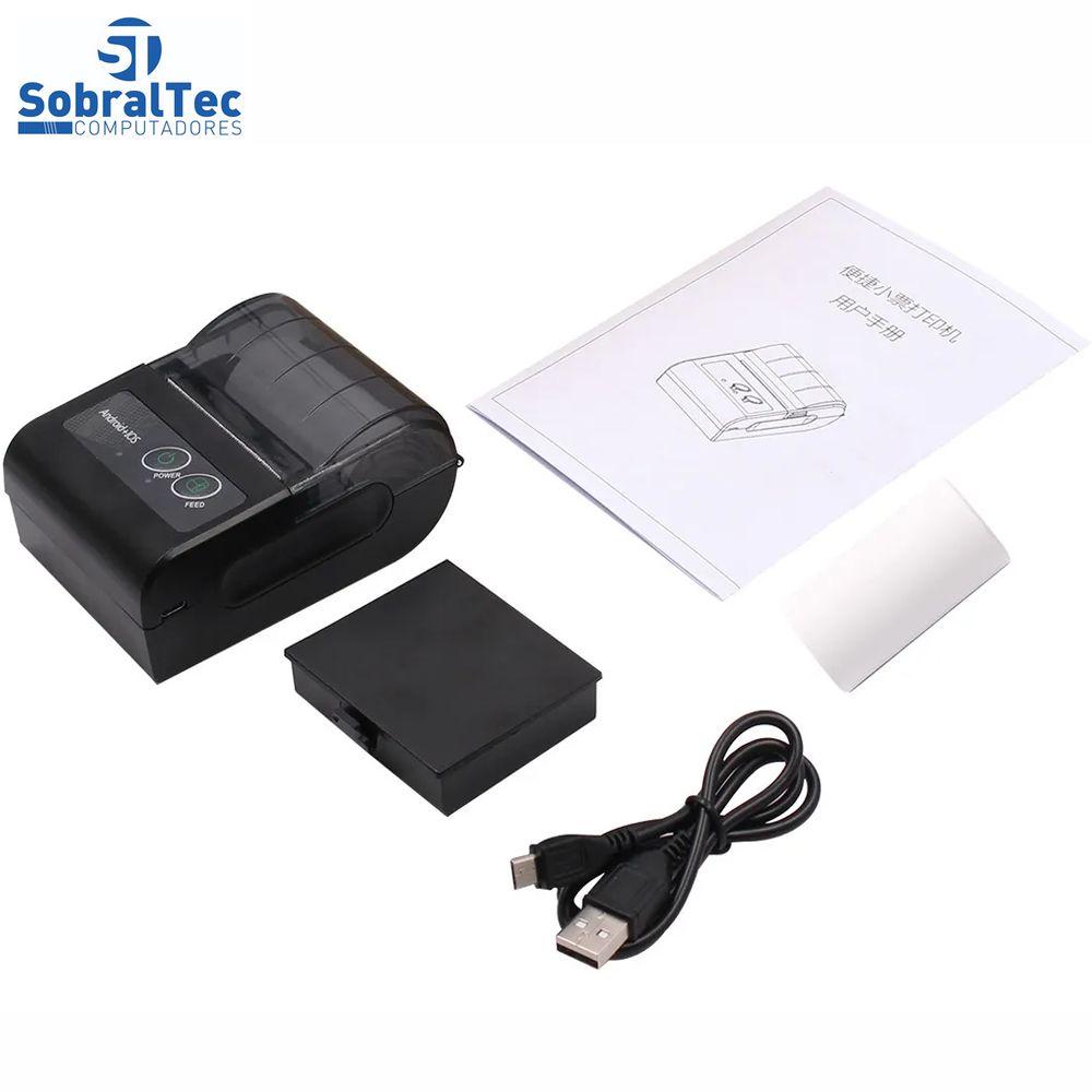 Mini Impressora Térmica 58mm Sem Fio Thermal Printer Aibecy Sobraltech 4868