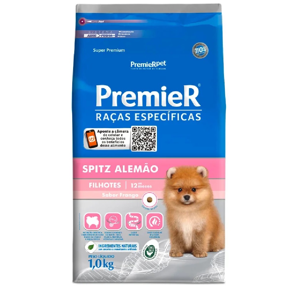 Ração Premier Raças Específicas Spitz Alemão Filhotes Sabor Frango