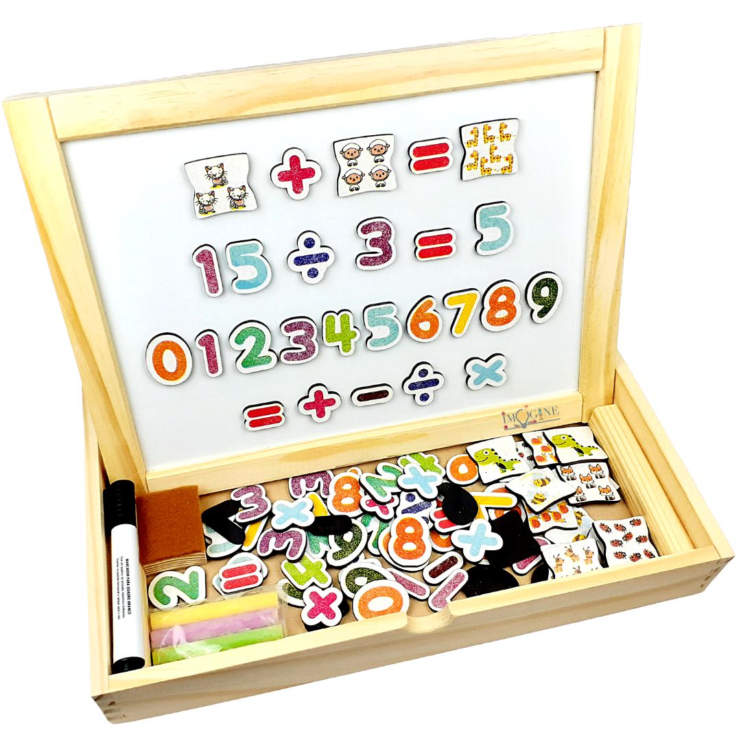 JOGO LOUSA MAGNETICA DUPLA FACE LETRAS E NUMEROS