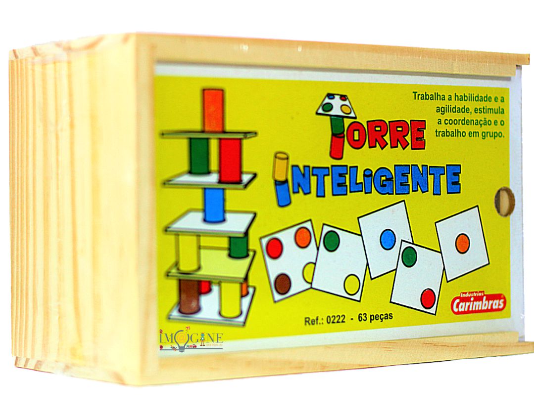 Jogo Torre Inteligente Equilíbrio 63 Peças Em Madeira Colorido - TI JP