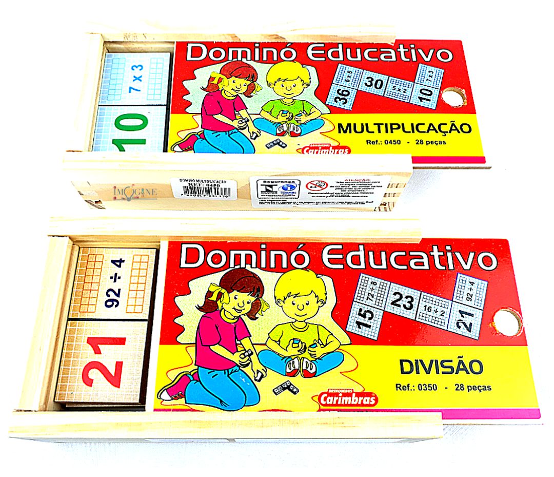 Jogo Dominó De Divisão Infantil Educativo Em Madeira 28 Pçs