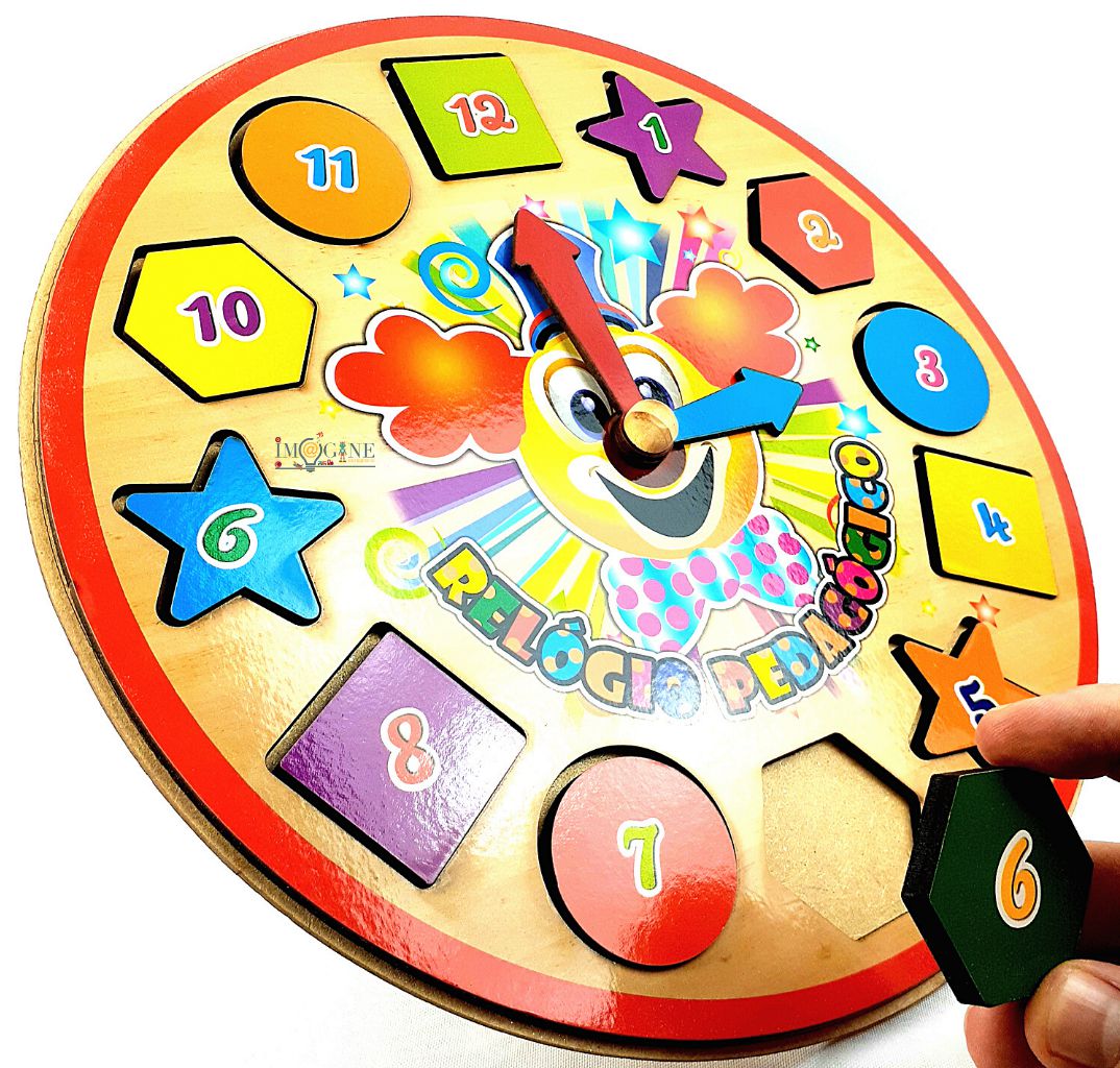 Brinquedo Educativo Relógio Pedagógico Presente para Criança 4 anos