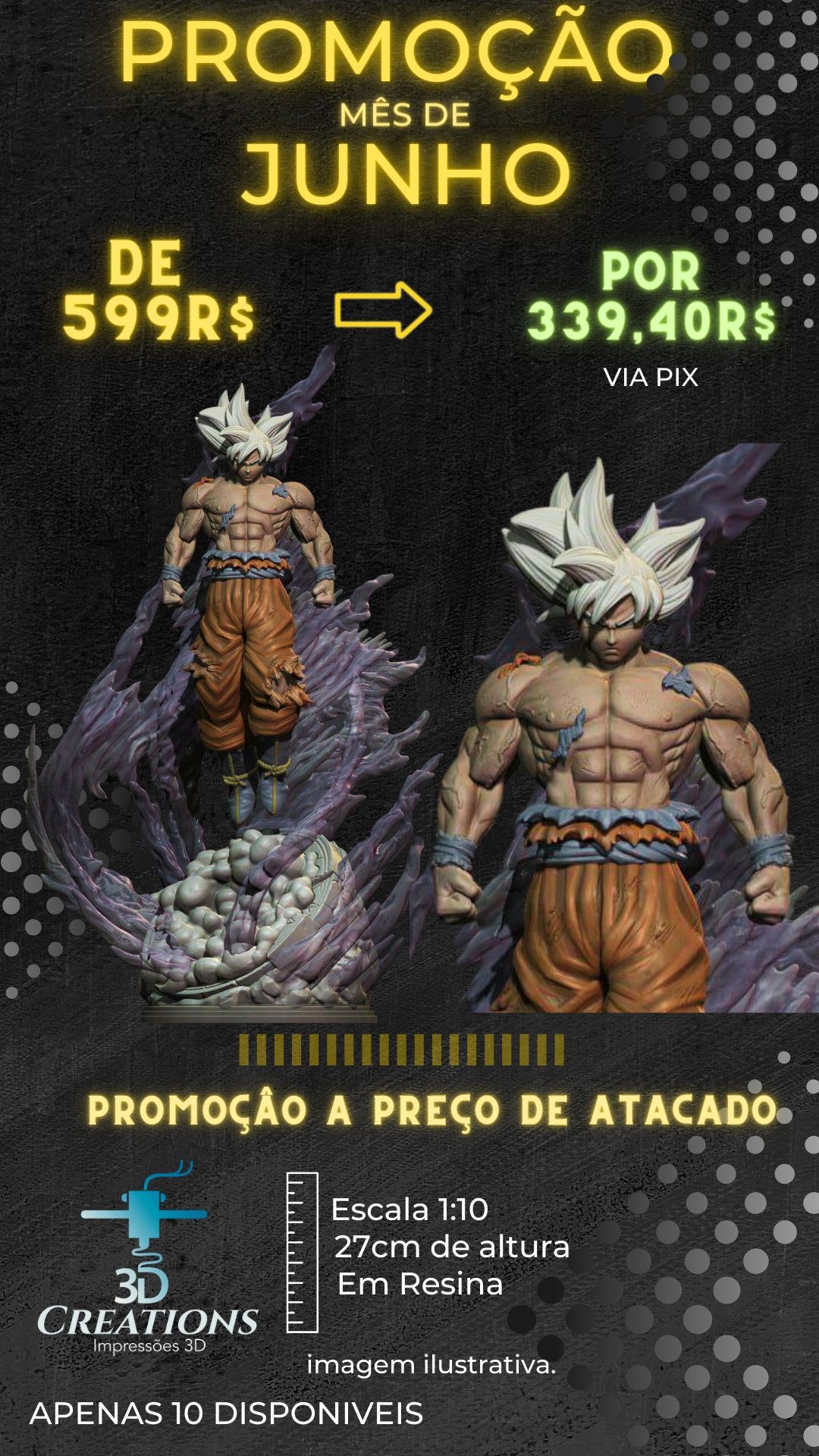 Estátua Goku Instinto Superior (Ultra Instinct): Dragon Ball Super