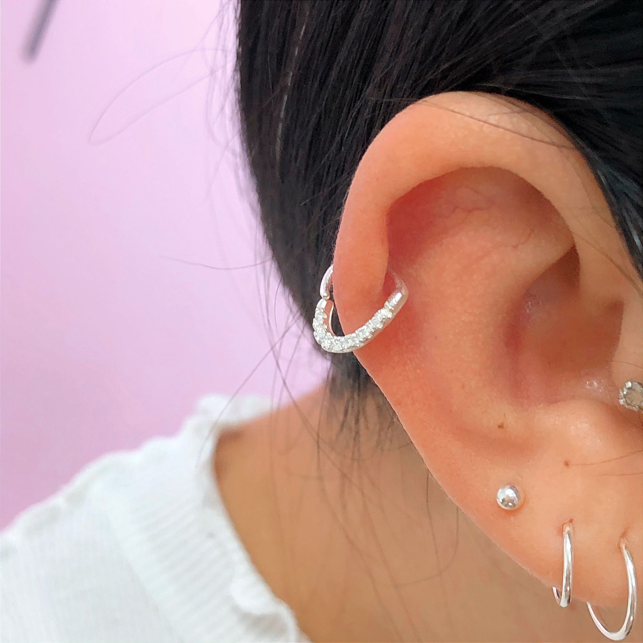 Piercing para Orelha Chavezinha com Zircônias em Prata 925