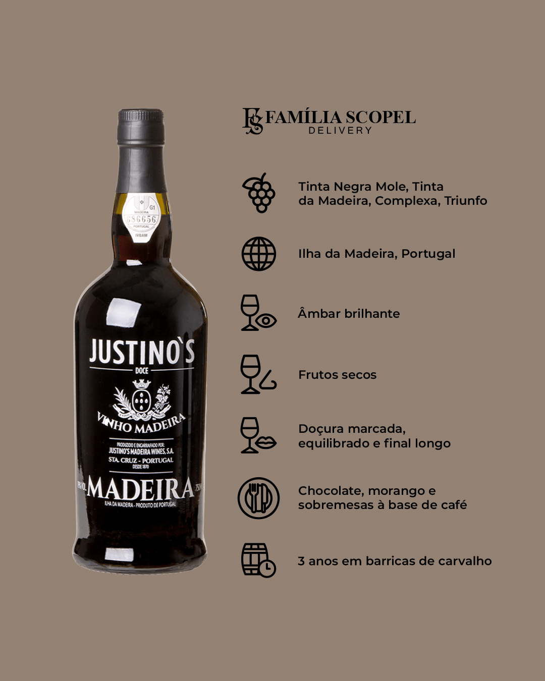 Vinho Justino´s Madeira 750ml - Família Scopel Delivery
