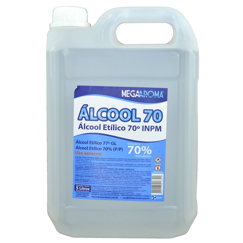 Álcool Liquido 70% Galão Com 5 Litros Neutro - YDTECH