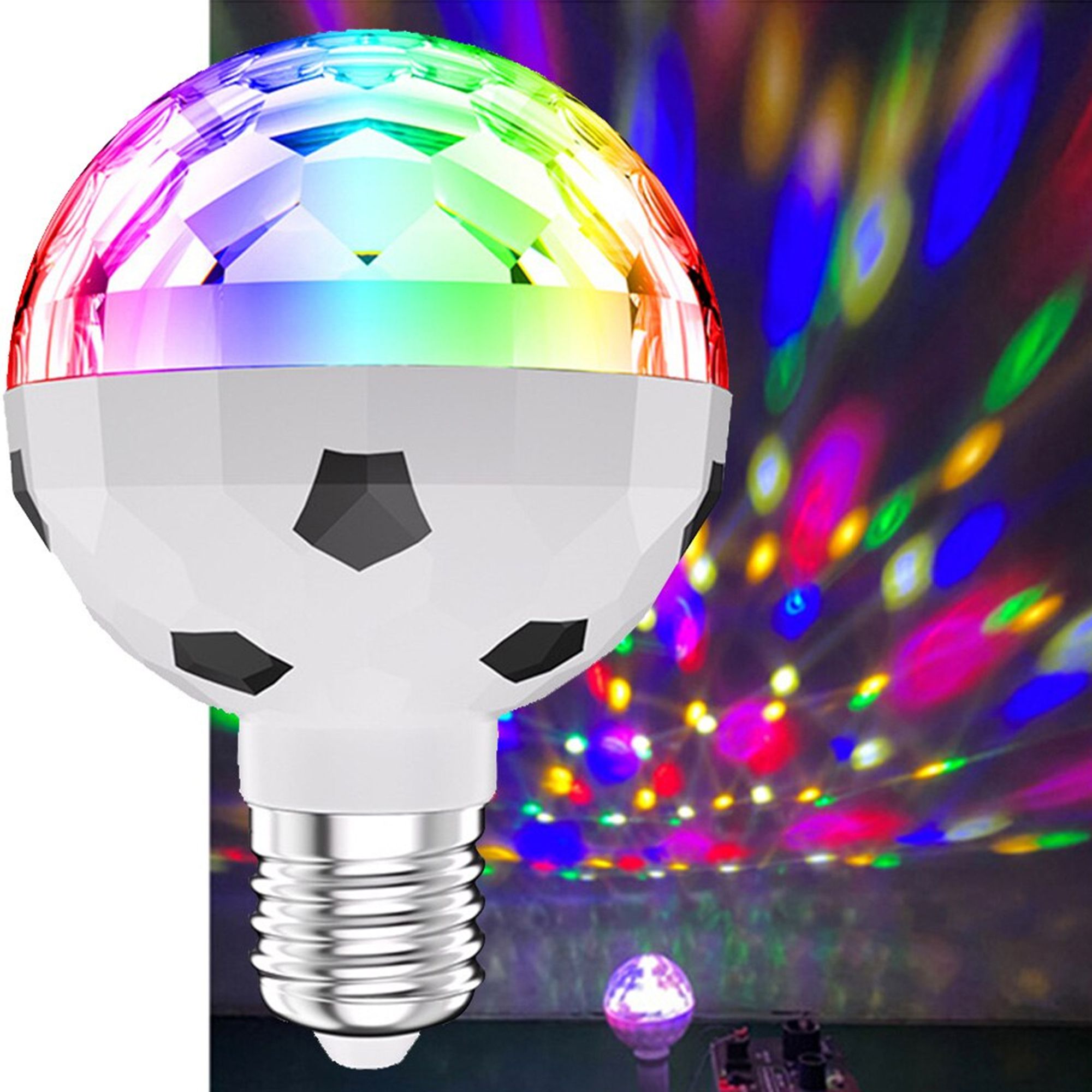 Lampada Led Giratoria Rgb Colorido Bola Maluca Bivolt com Bocal