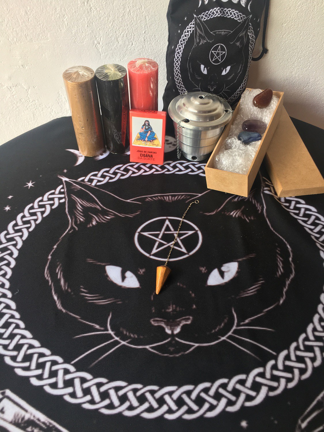 Kit Toalha Esotérica Gato Preto Reiki Magia Wicca Umbanda - Mandalas e  Rituais