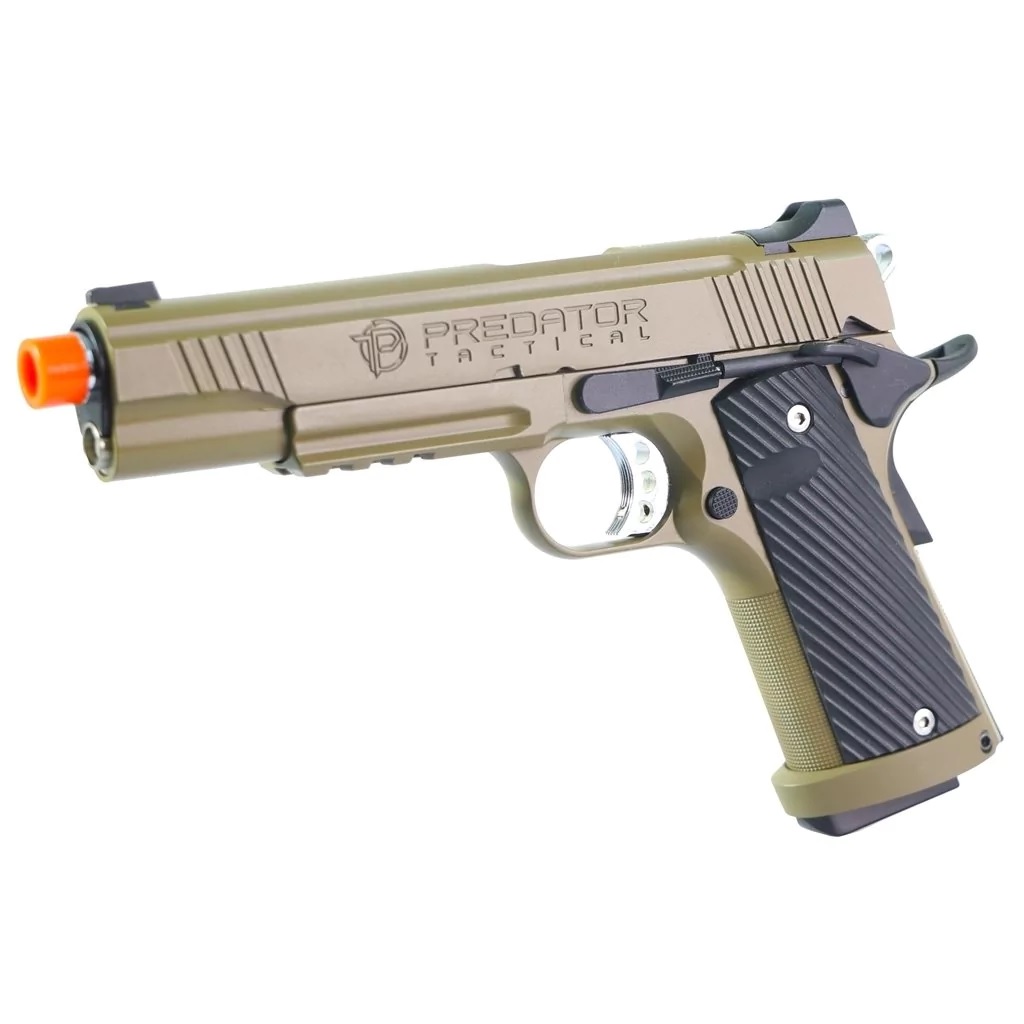 Pistola Airsoft 1911 Predator Tactical DE King Arms GBB 6mm - Full ...