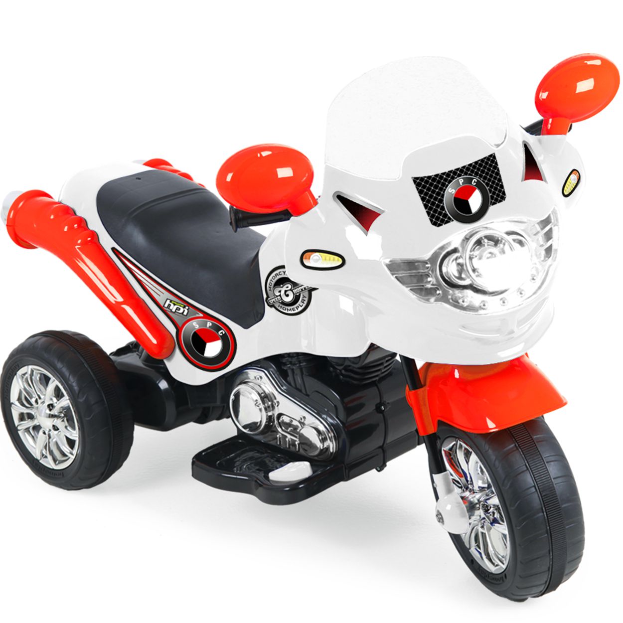 Moto Eletrica Infantil Xplast Speed Chopper 6V Branca Vermelha - Maçã Verde  Baby