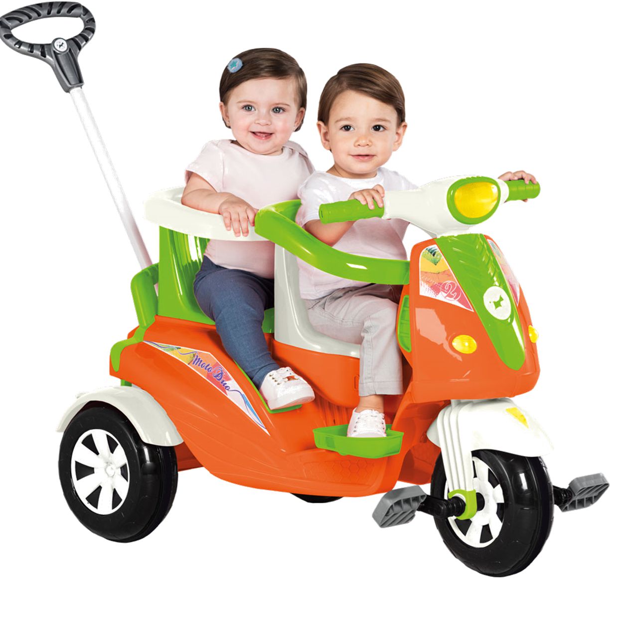 Triciclo Moto Infantil Uno Menina com Capacete de Brinquedo