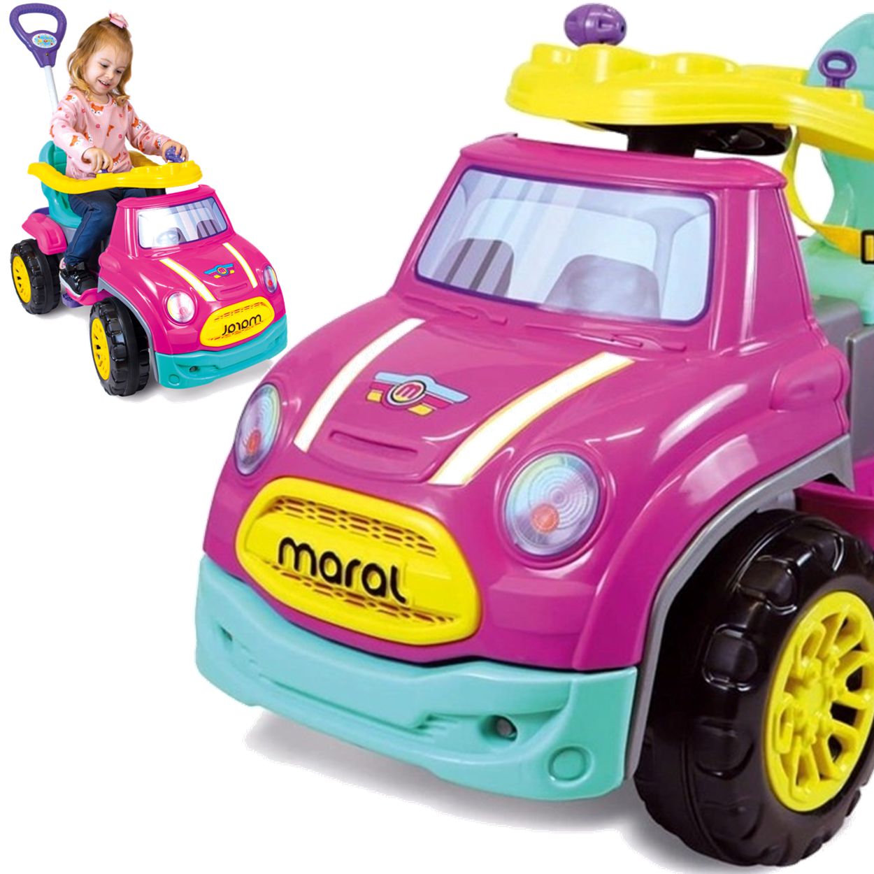 Carrinho de Passeio e Pedal para Bebe Maral Sport Car Rosa - Maçã Verde ...