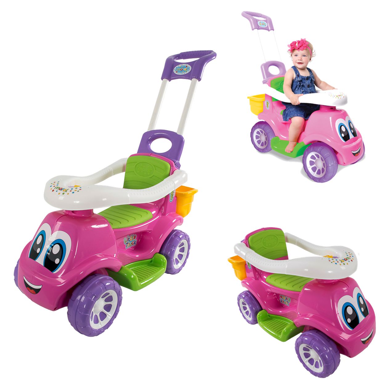 Carrinho de Passeio com Empurrador Maral Little Truck Menina - Maçã ...