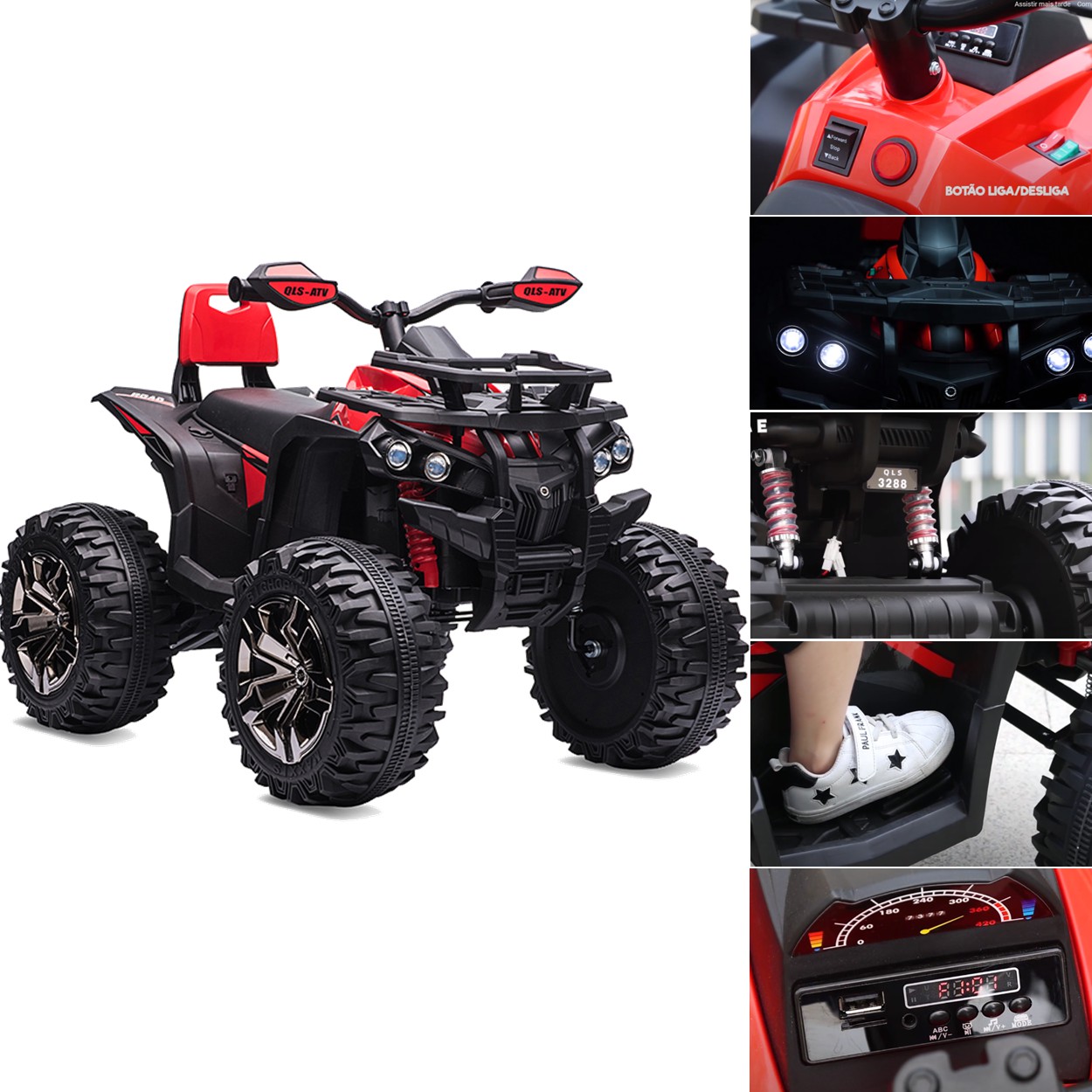 Quadriciclo Eletrico Infantil Bandeirante ATV CAN AM V Maçã Verde Baby