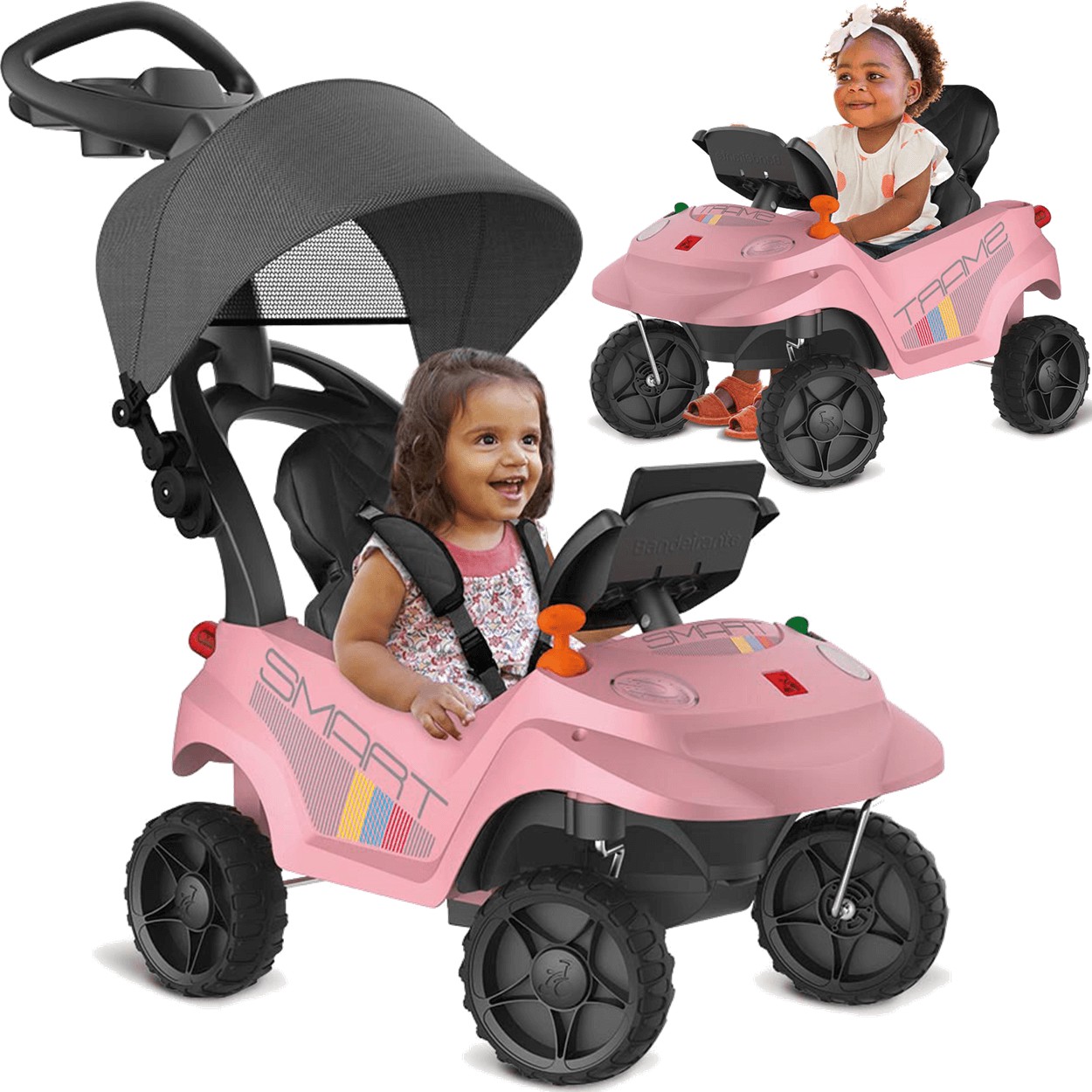 Triciclo Infantil Bandeirante Smart Comfort 3 em 1 Pedal e Passeio